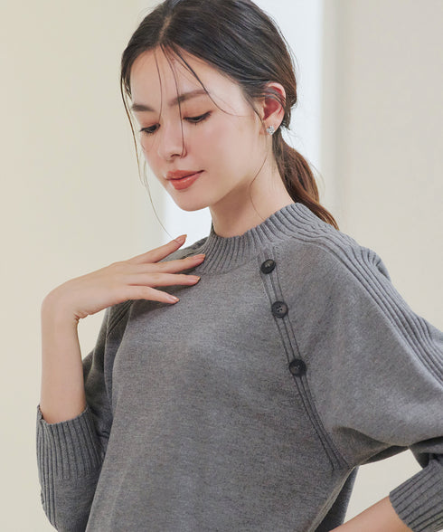 【安田美沙子さん着用 / 選べる2type】ボタンニットチュニック