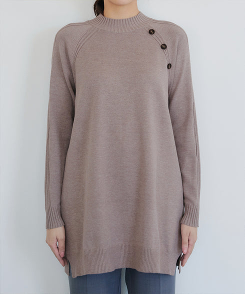 【安田美沙子さん着用 / 選べる2type】ボタンニットチュニック