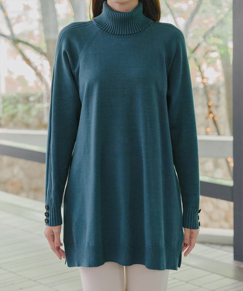 【安田美沙子さん着用 / 選べる2type】ボタンニットチュニック