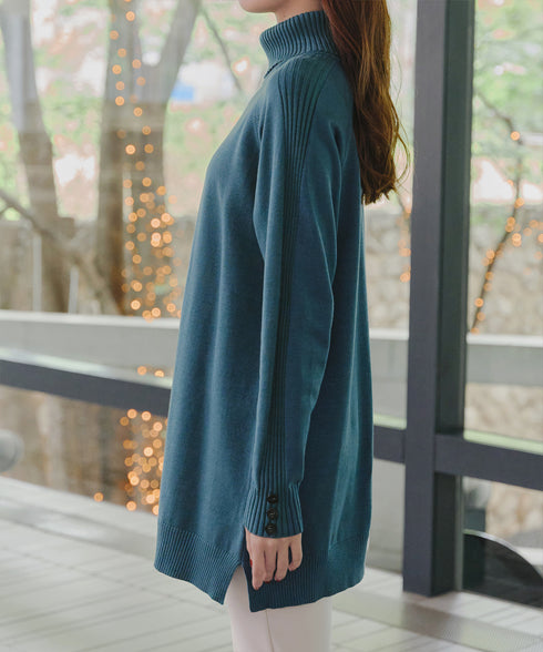 【安田美沙子さん着用 / 選べる2type】ボタンニットチュニック