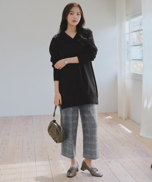 【安田美沙子さん着用】起毛チェック柄ワイドパンツ