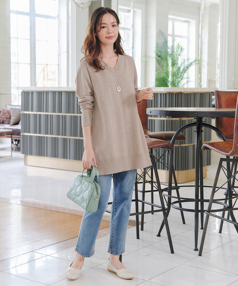 【安田美沙子さん着用 / 選べる2type】もちニットチュニック