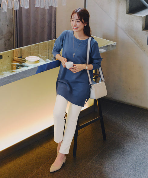 【安田美沙子さん着用 / 選べる2type】もちニットチュニック