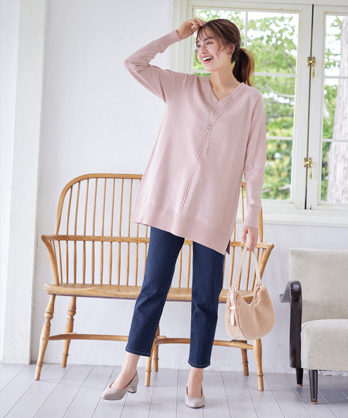 【安田美沙子さん着用 / 選べる2type】もちニットチュニック