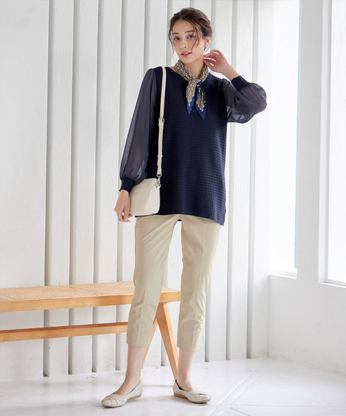 シアーチェック柄ニットチュニック