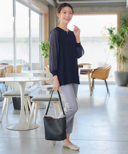 シアーチェック柄ニットチュニック