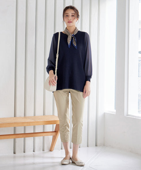 シアーチェック柄ニットチュニック