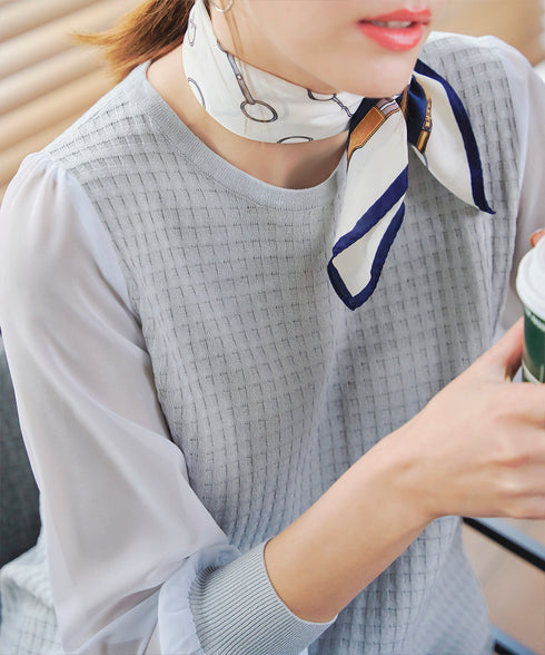 シアーチェック柄ニットチュニック