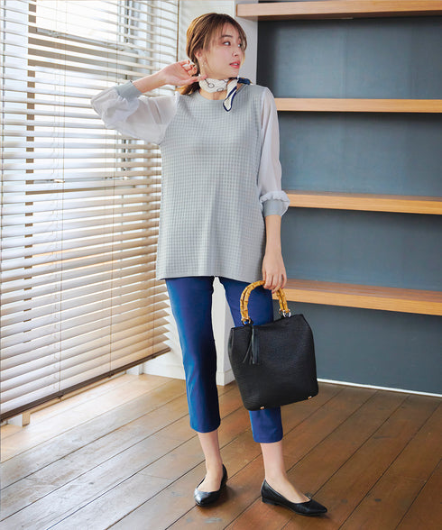 シアーチェック柄ニットチュニック
