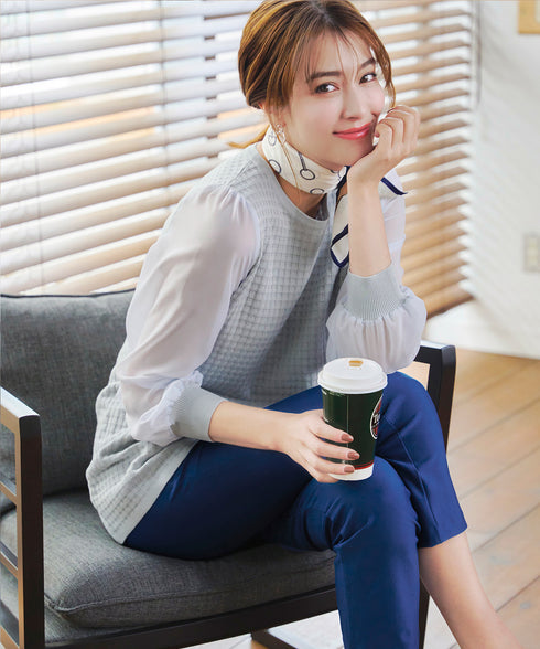 シアーチェック柄ニットチュニック