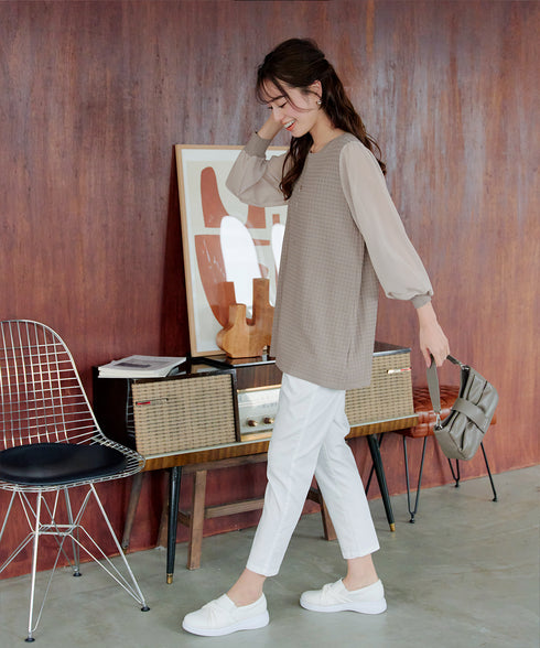 シアーチェック柄ニットチュニック