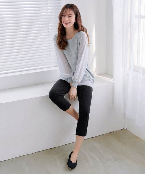 シアーチェック柄ニットチュニック