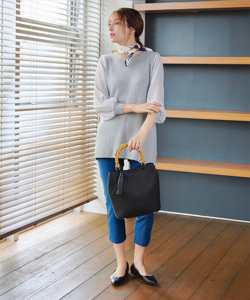 シアーチェック柄ニットチュニック