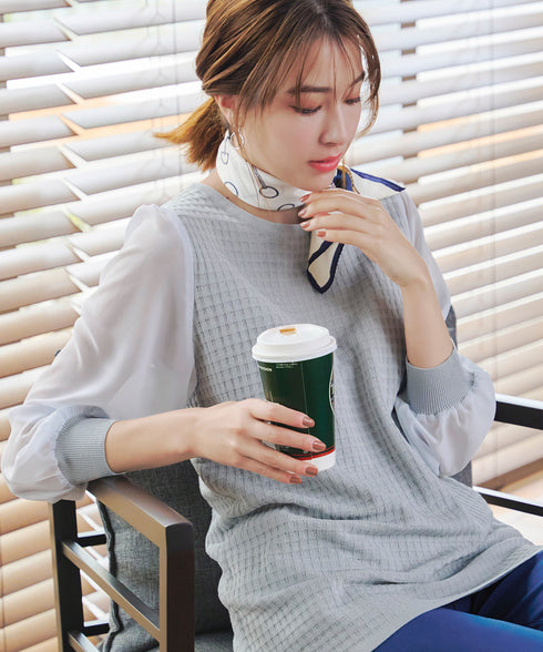 シアーチェック柄ニットチュニック