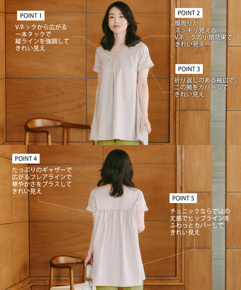 【UVカット・吸水速乾】 “きれい見え” バックフレアチュニック