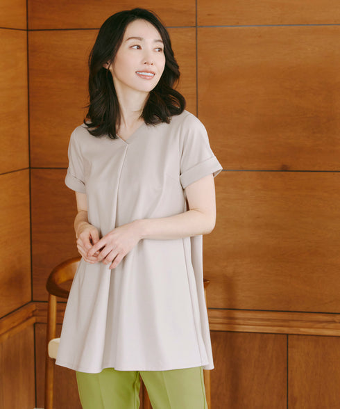 【UVカット・吸水速乾】 “きれい見え” バックフレアチュニック