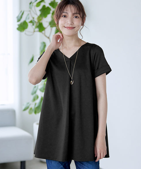 【UVカット・吸水速乾】 “きれい見え” バックフレアチュニック