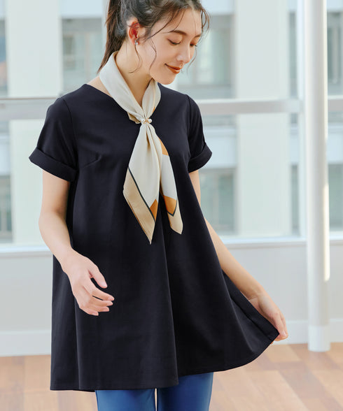 【UVカット・吸水速乾】 “きれい見え” バックフレアチュニック