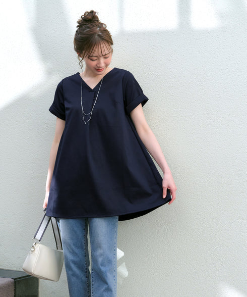 【UVカット・吸水速乾】 “きれい見え” バックフレアチュニック