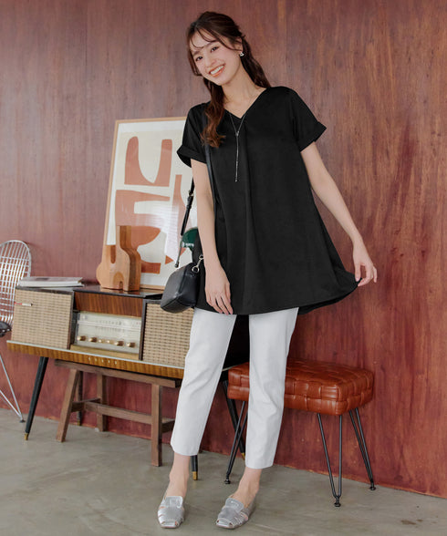 【UVカット・吸水速乾】 “きれい見え” バックフレアチュニック