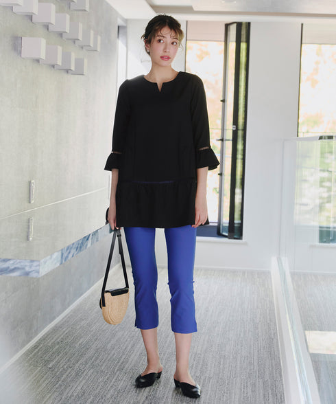 はしごレースフレアスリーブチュニックブラウス