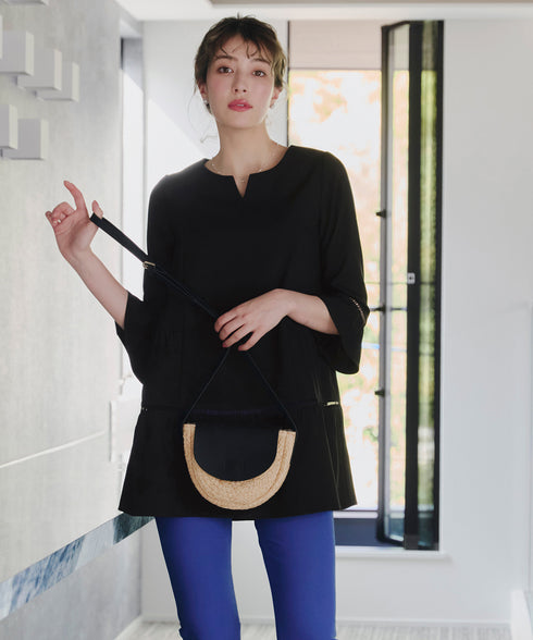 はしごレースフレアスリーブチュニックブラウス