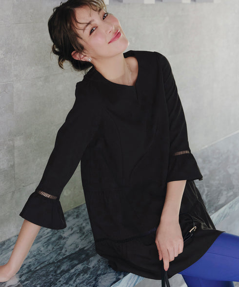 はしごレースフレアスリーブチュニックブラウス