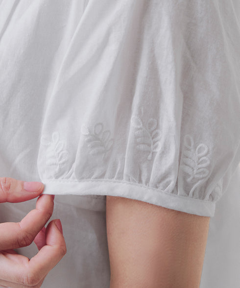 パンチングレースピンタックチュニックブラウス