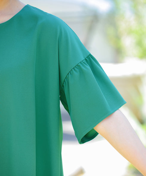 【アウトレット】キーネックフレア袖チュニックブラウス