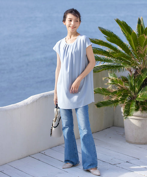 【アウトレット】フレアフレンチチュニックブラウス