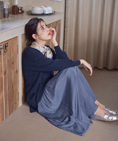 【アウトレット】Vネックラウンドヘムニットチュニック