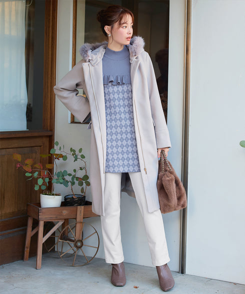 アーガイルジャガードフリルチュニック