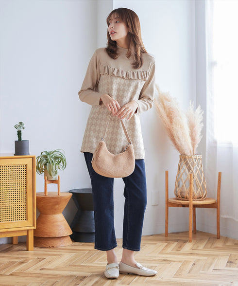 アーガイルジャガードフリルチュニック