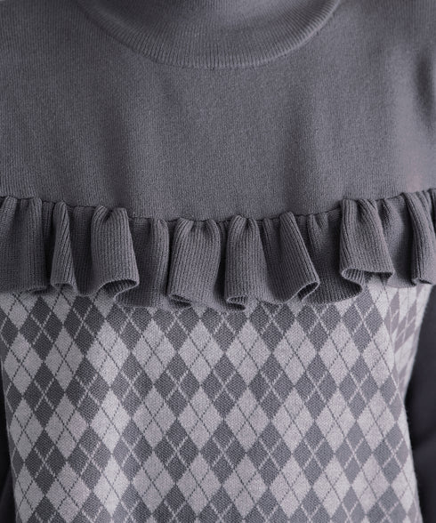 アーガイルジャガードフリルチュニック