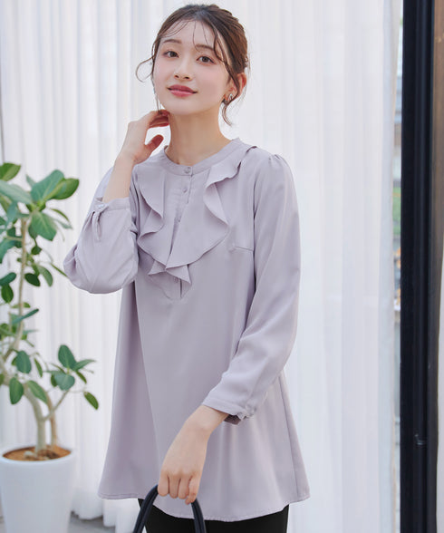 【スマート裏起毛】フリルチュニック