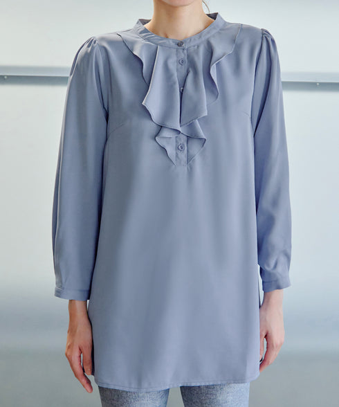 【スマート裏起毛】フリルチュニック