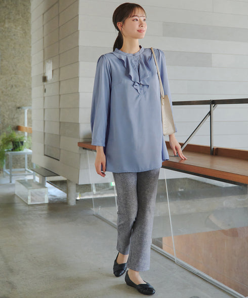 【スマート裏起毛】フリルチュニック
