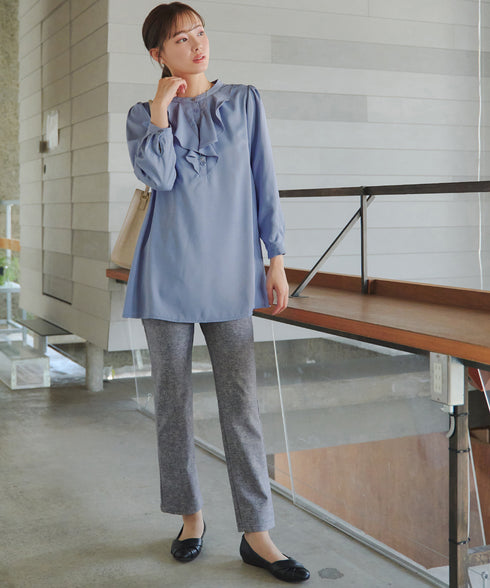 【スマート裏起毛】フリルチュニック
