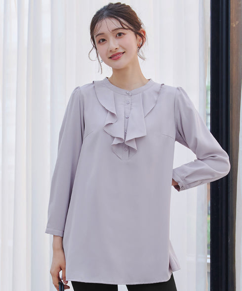 【スマート裏起毛】フリルチュニック