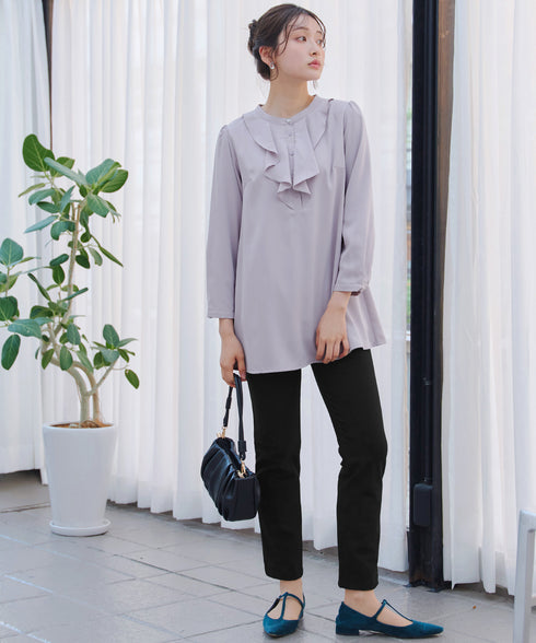 【スマート裏起毛】フリルチュニック