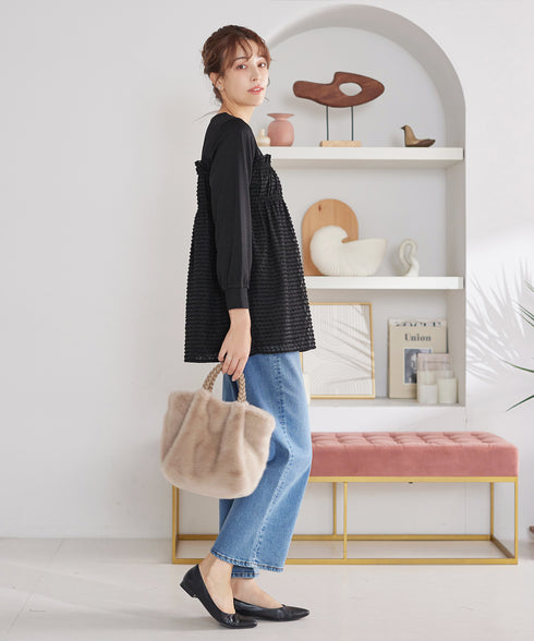 ポンチ×ジャガードドッキングチュニック