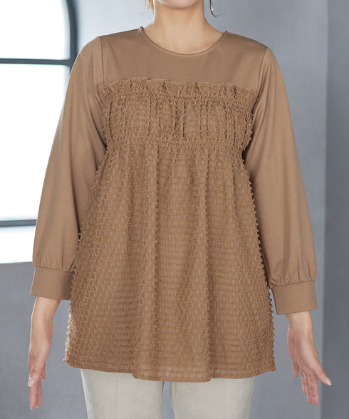 ポンチ×ジャガードドッキングチュニック