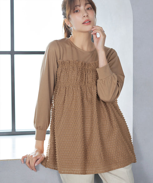 ポンチ×ジャガードドッキングチュニック