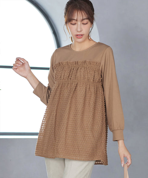 ポンチ×ジャガードドッキングチュニック