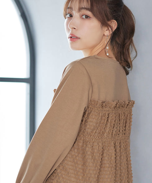 ポンチ×ジャガードドッキングチュニック