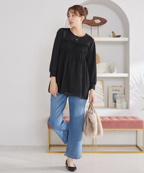 ポンチ×ジャガードドッキングチュニック
