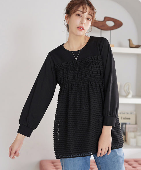 ポンチ×ジャガードドッキングチュニック