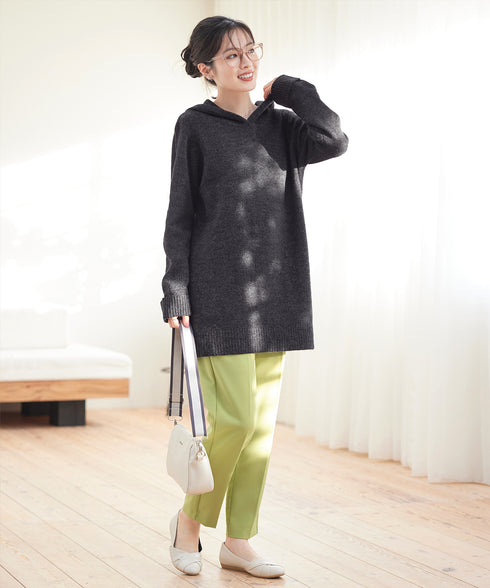 メランジフーディーニットチュニック