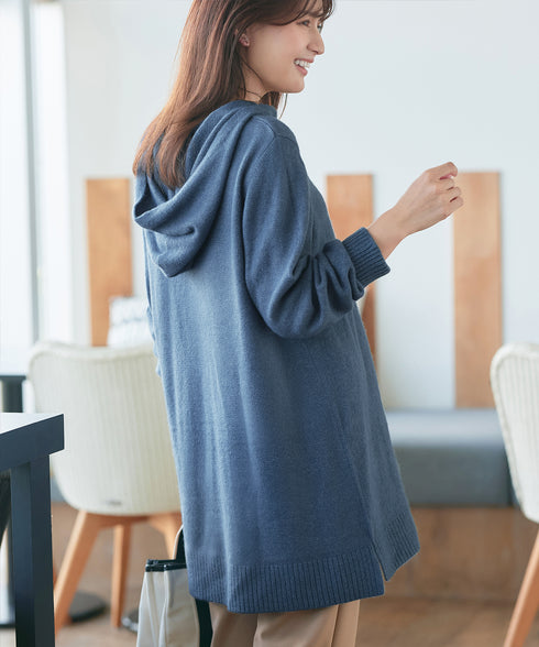 メランジフーディーニットチュニック