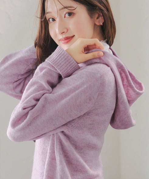 メランジフーディーニットチュニック